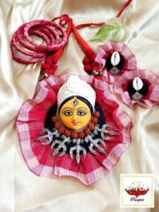 Handmade Goddess Durga Face Jewellery Set with Trishul & Rudraksha Accents - Image 2