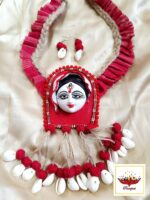 Durga Maa: Handcrafted Necklace Set with Shell Accents & Fabric Bangles - Image 4