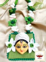 Terracotta Durga Face Necklace Set with Floral Accents - Image 3