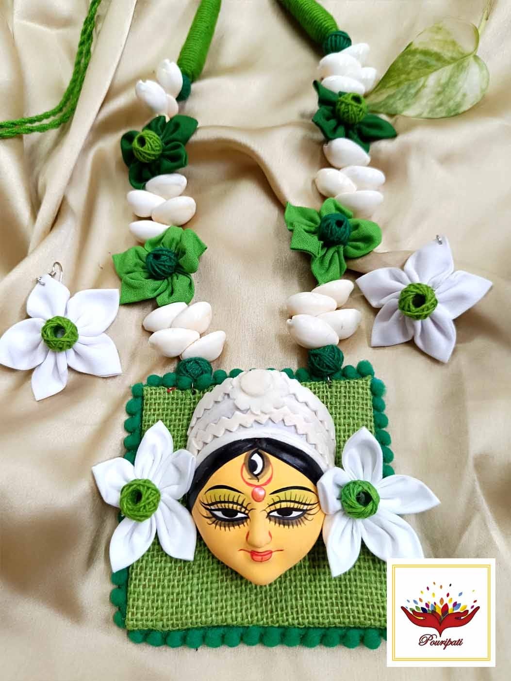 WhatsApp Image 2025-09-11 at 5.23.50 PM (2) Terracotta Durga Face Necklace Set with Floral Accents - Image 1