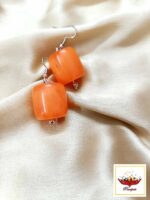 Boho-Chic Orange Chemical Bead Necklace Set on Black Thread - Image 3