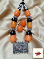 Bohemian-Tribal Chemical Bead & Oxidized Silver Look Jewellery Set