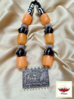 Bohemian-Tribal Chemical Bead & Oxidized Silver Look Jewellery Set - Image 2